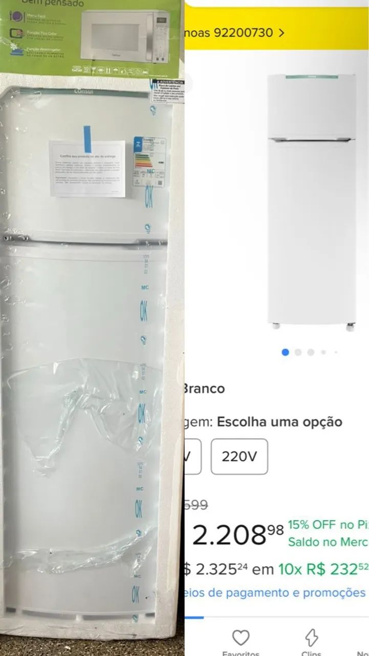 Geladeira Consul Frost Free 2 Portas 334 Litros - Branca