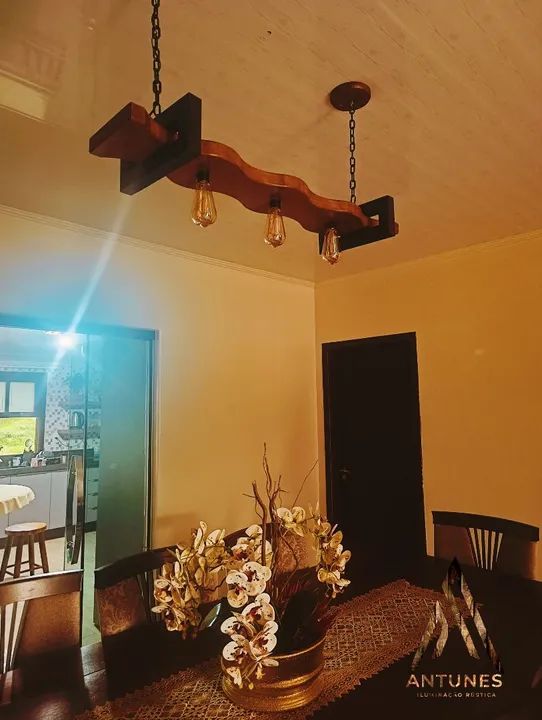 Pendente Rustico Estilo Industrial De Madeira Maciça 95cm - Foto 5