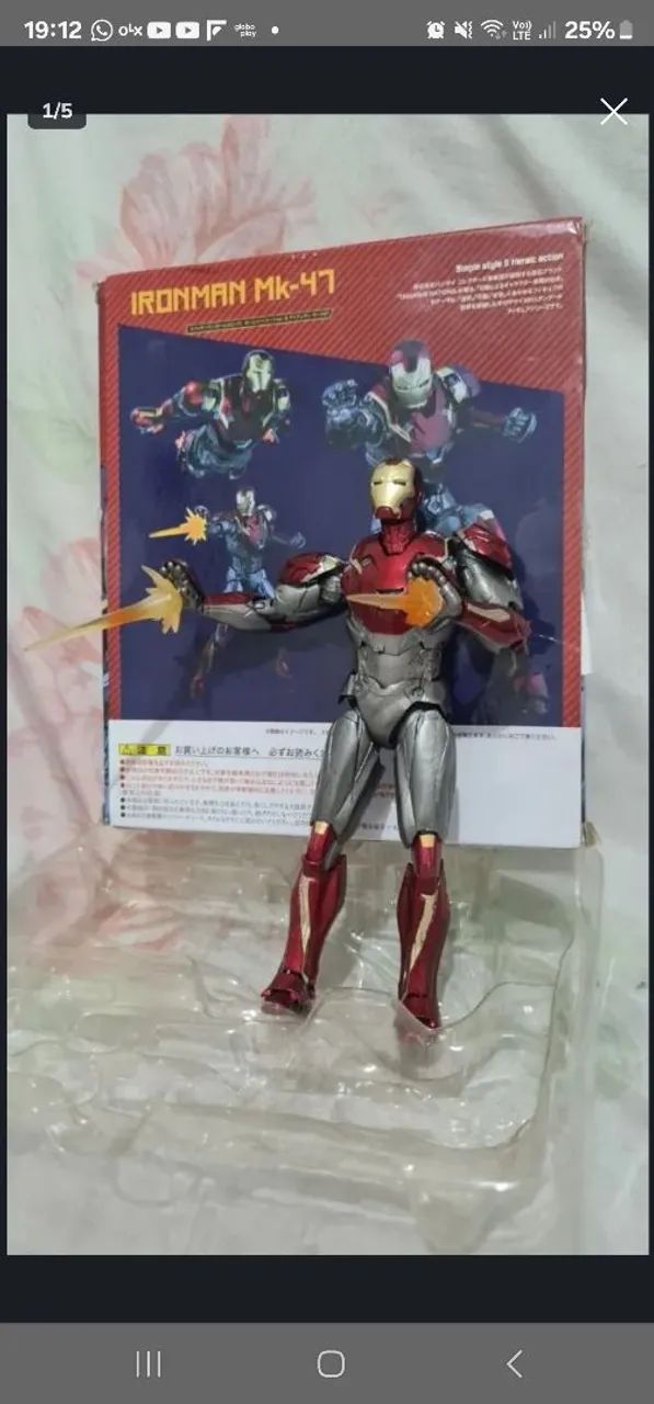 FIGURA AÇÃO IRONMAN MK-47 COMPLETO CAIXA ACESSÓRIOS ITEM PARA COLECIONADOR - Foto 5