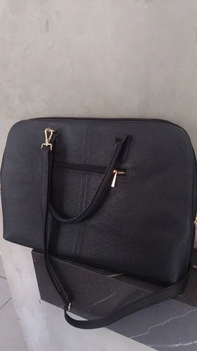 Bolsa pasta de notebook preta de couro legítimo  - Foto 3