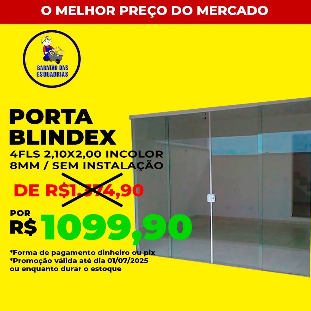 Porta de correr / blindex / Janela / Box pra Banheiro - Promoção Imperdível!!!
