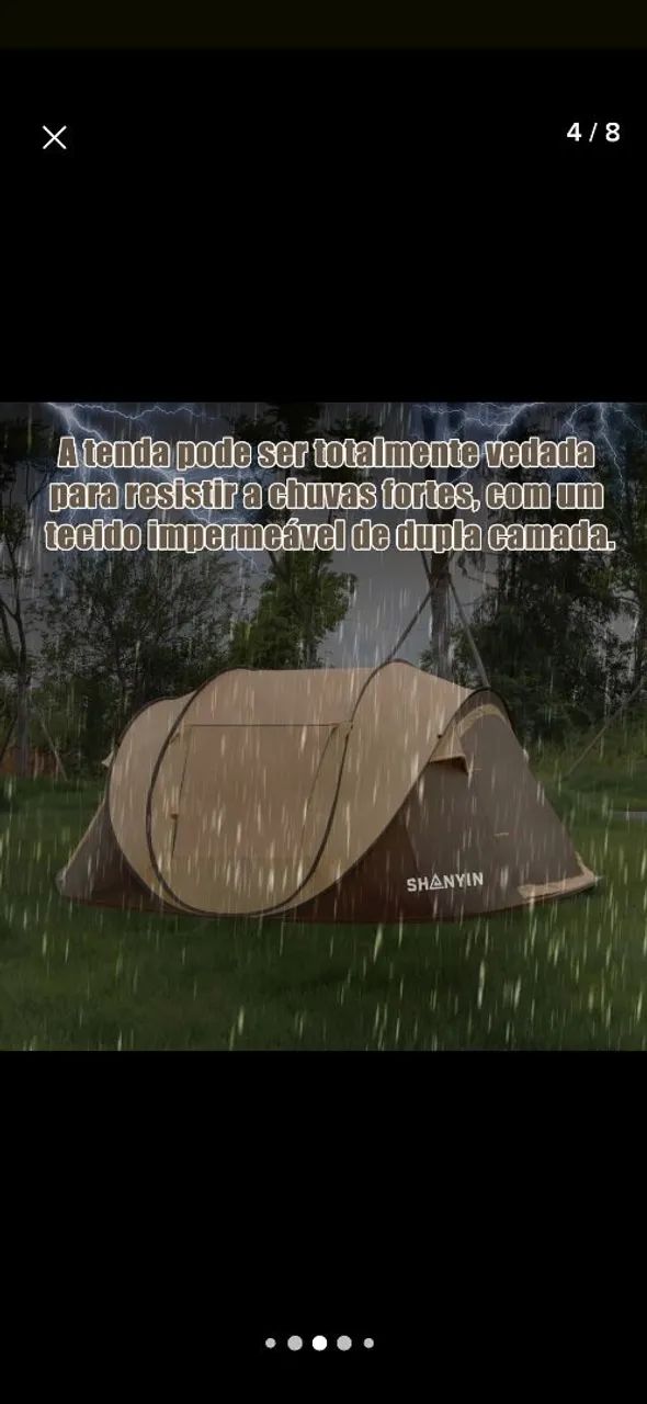 Barraca  de Camping acampamento automaticamente 5-6 pessoas marrom claro - Foto 6