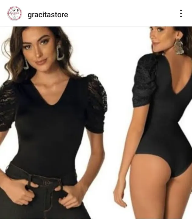 Promoção Body preto com mangas bufantes