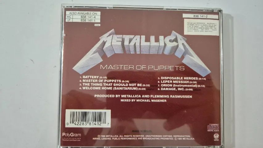 CD Metallica - Master Of Puppets - 1986 - Foto 3