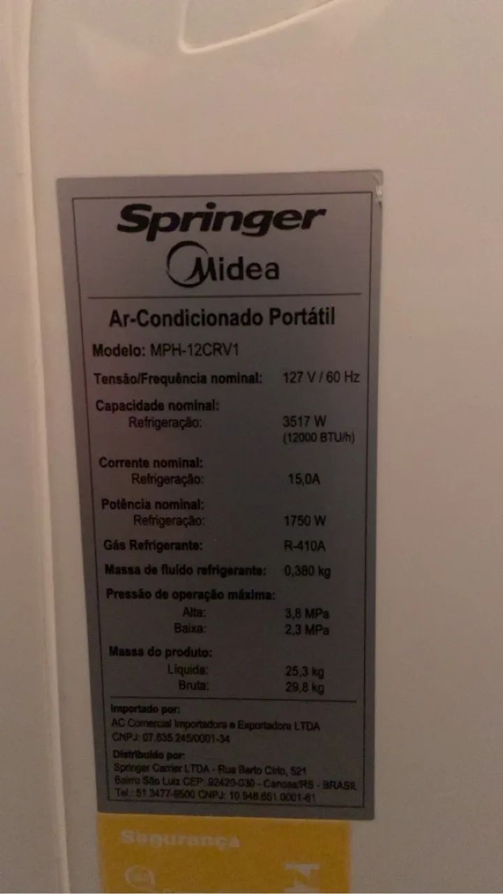 Ar Condicionado Portátil Springer Midea 12000 BTUs  ACEITO OFERTA !!!