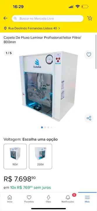 Capela de Fluxo Laminar Profissional 800mm