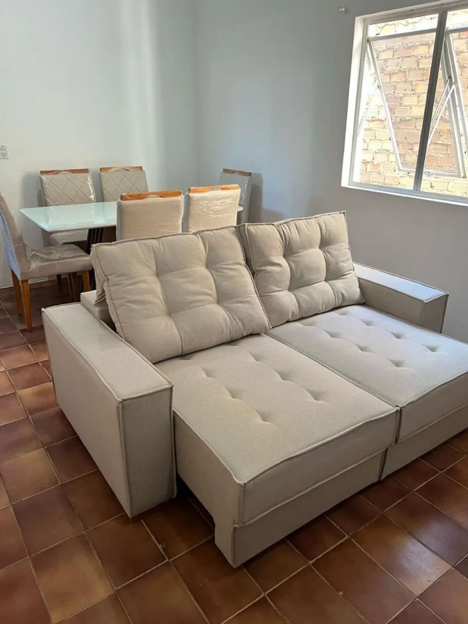 Sofá retrátil e reclináveis em linho