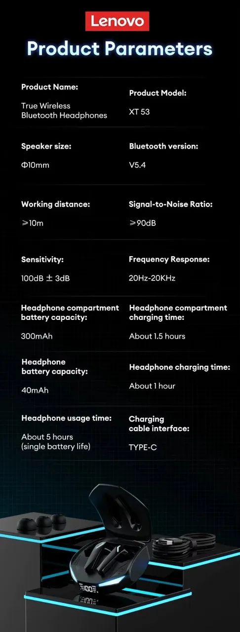 Fone Bluetooth Lenovo Gm2 Pro Max Fone Gamer Bt 5.4 - Foto 5