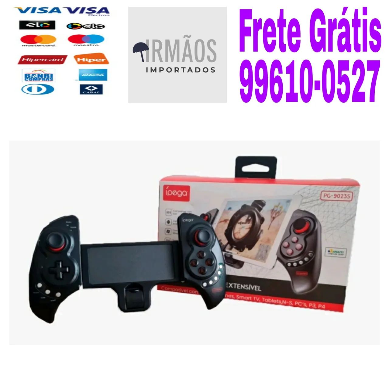 Controle Joystick Ipega Pg-9023s Extensível Bluetooth 5.0 Pc/Celular