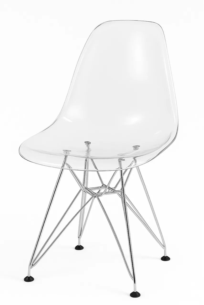 Cadeira Eames Cristal Transparente Eiffel Base Metal Cromado - Foto 4