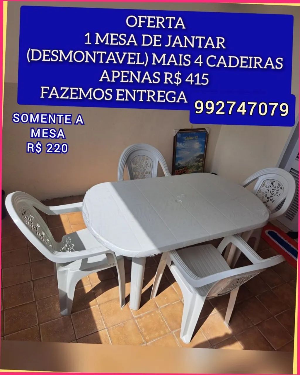 MESA JANTAR ABEILLE CHT6 ENTREGO HOJE 