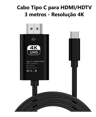 Cabo HDMI para conectar HDTV Qualidade 4K UHD, conector Type-C e 1.8m  - Foto 2