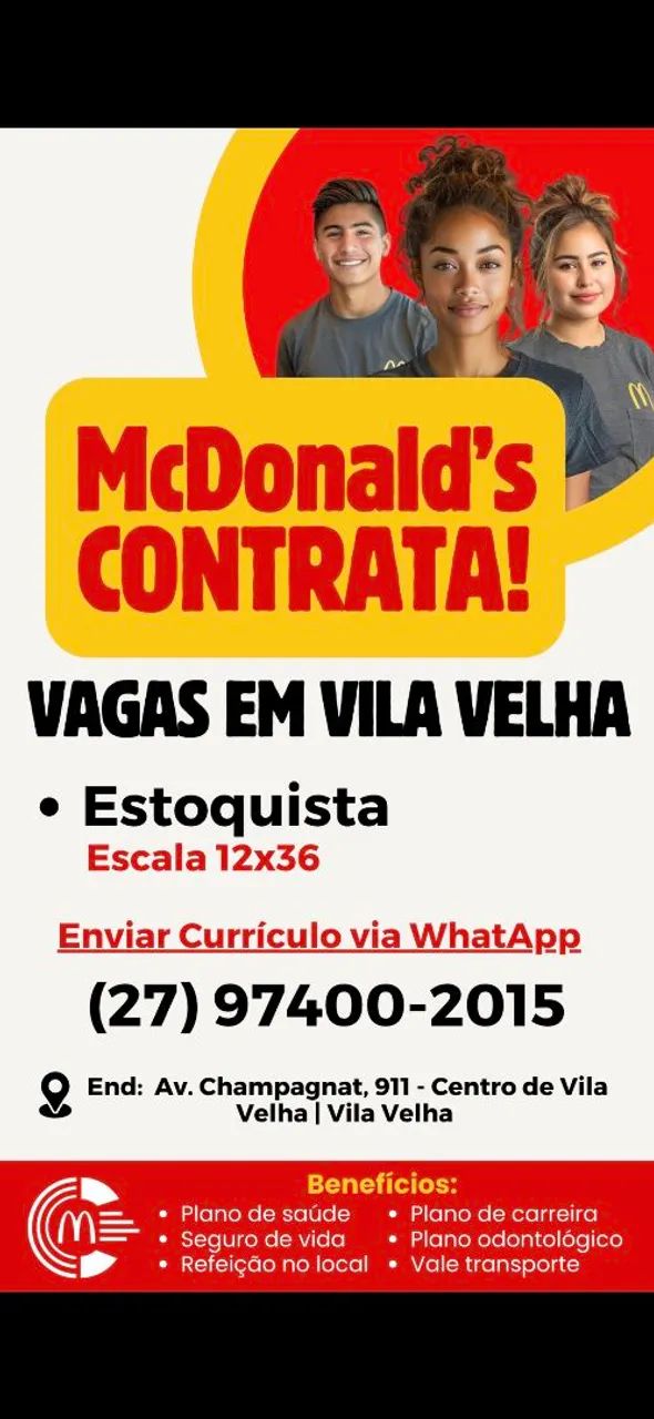 Mc Donald's Centro de Vila Velha contrata! - Foto 3