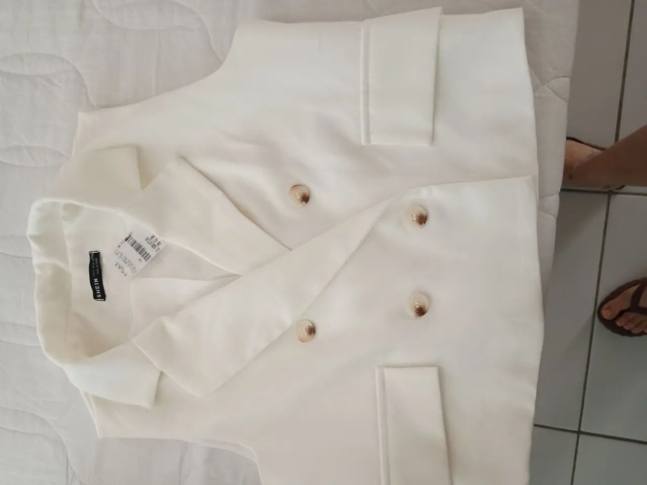 Colete alfaiataria Shein P branco - Foto 2
