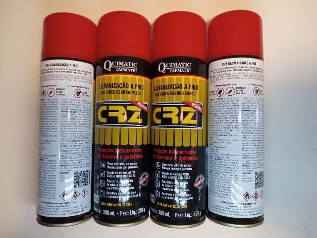 Kit 4 latas CRZ Galvanização a frio spray 300ml Quimatic Tapmatic.  - Foto 2