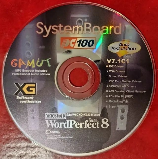 CD-ROM SYSTEM BOARD PC 100 - V7.1 C1 COREL - SOFTWARE RETRÔ RARO - IMPORTADO -2018