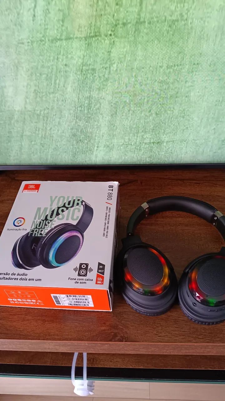 Fone bluetooth com caixa de som Led Luzes 