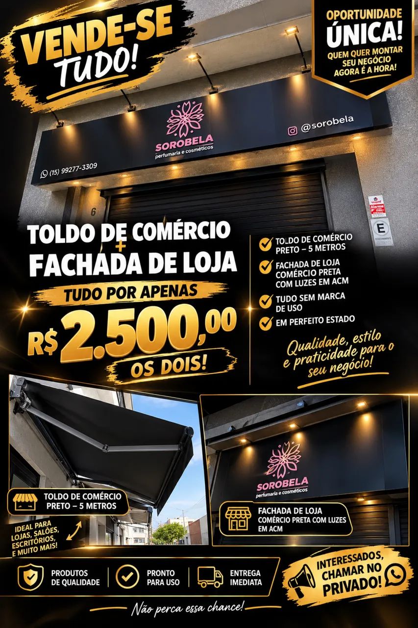 Vendo fachada em acm e Toldo  somente venda 