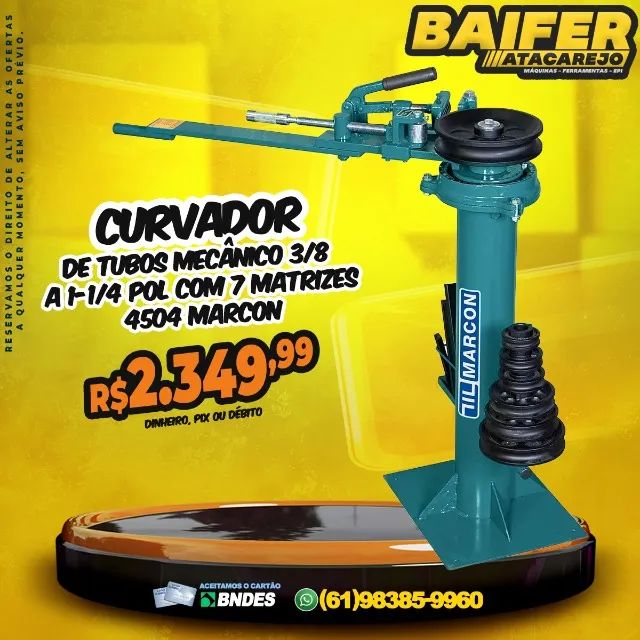 Curvador de Tubos Mecânico 3/8 a 1-1/4 Pol Com 7 Matrizes 4504 Marcon