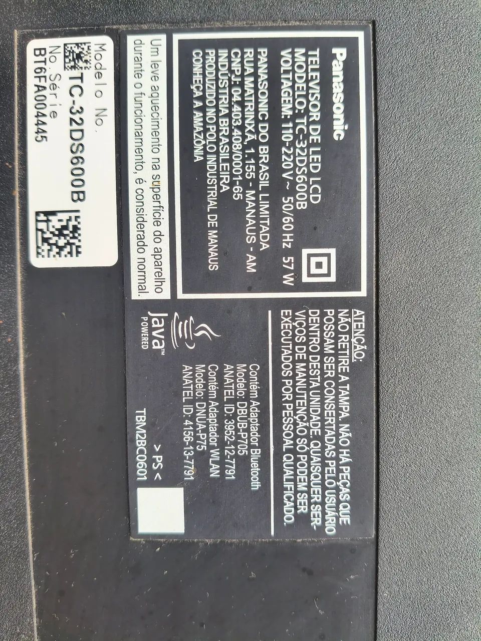 Tv Panasonic vieira  tela com riscos 