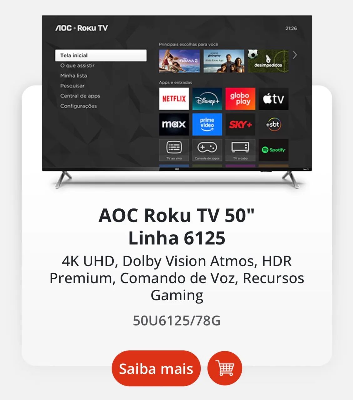 Smart TV AOC Roku 50" - Foto 5