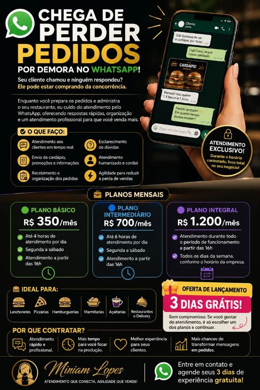 Não é vaga. Atendente de WhatsApp