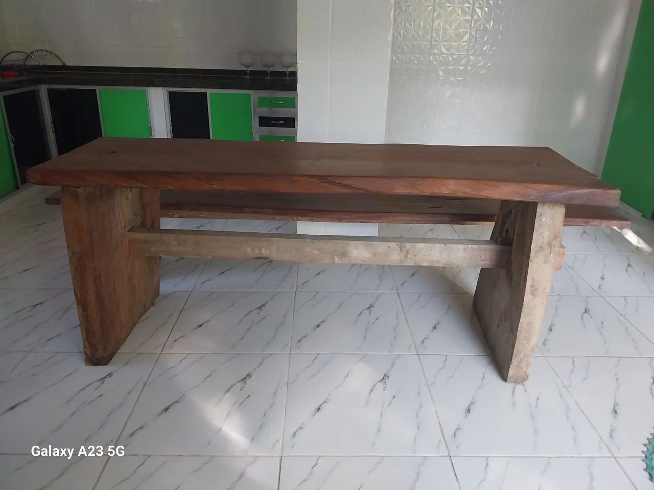 Mesa com  banco madeira maciça  - Foto 3