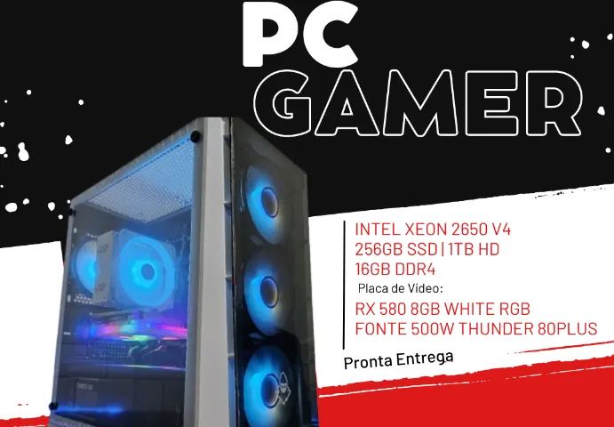 PC Gamer Intel Xeon com RX 580 de marca boa