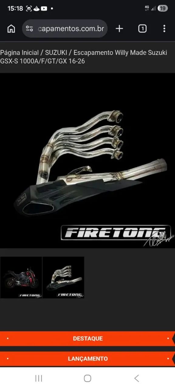 Escapamento WILLY MADE Firetong para Suzuki GSX 1000 de 2016 a 2026 - Foto 2