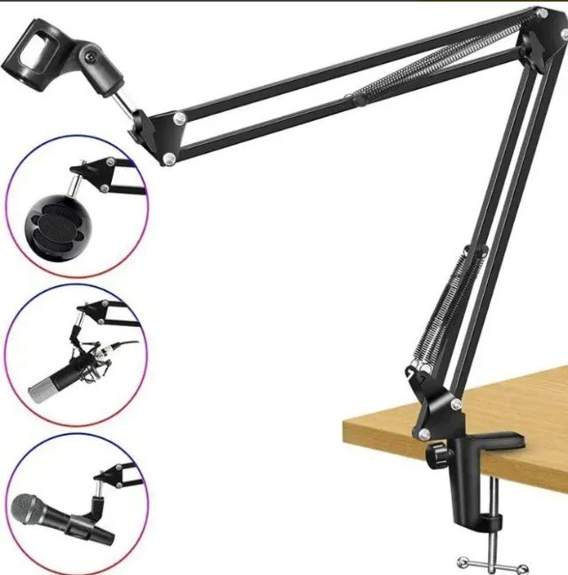 Braço Articulado Suporte Microfone Profissional Hyperx Quadcast E Solocast Mesa Podcast