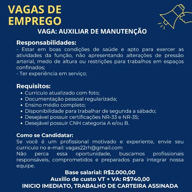Auxiliar de Manutenção