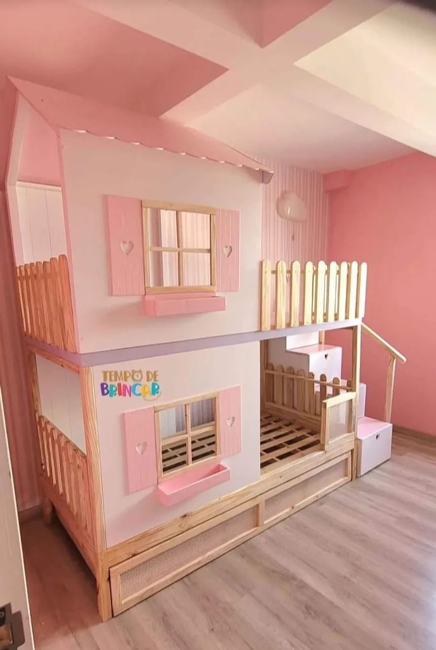 Cama beliche casinha princesa com escadas - Foto 2