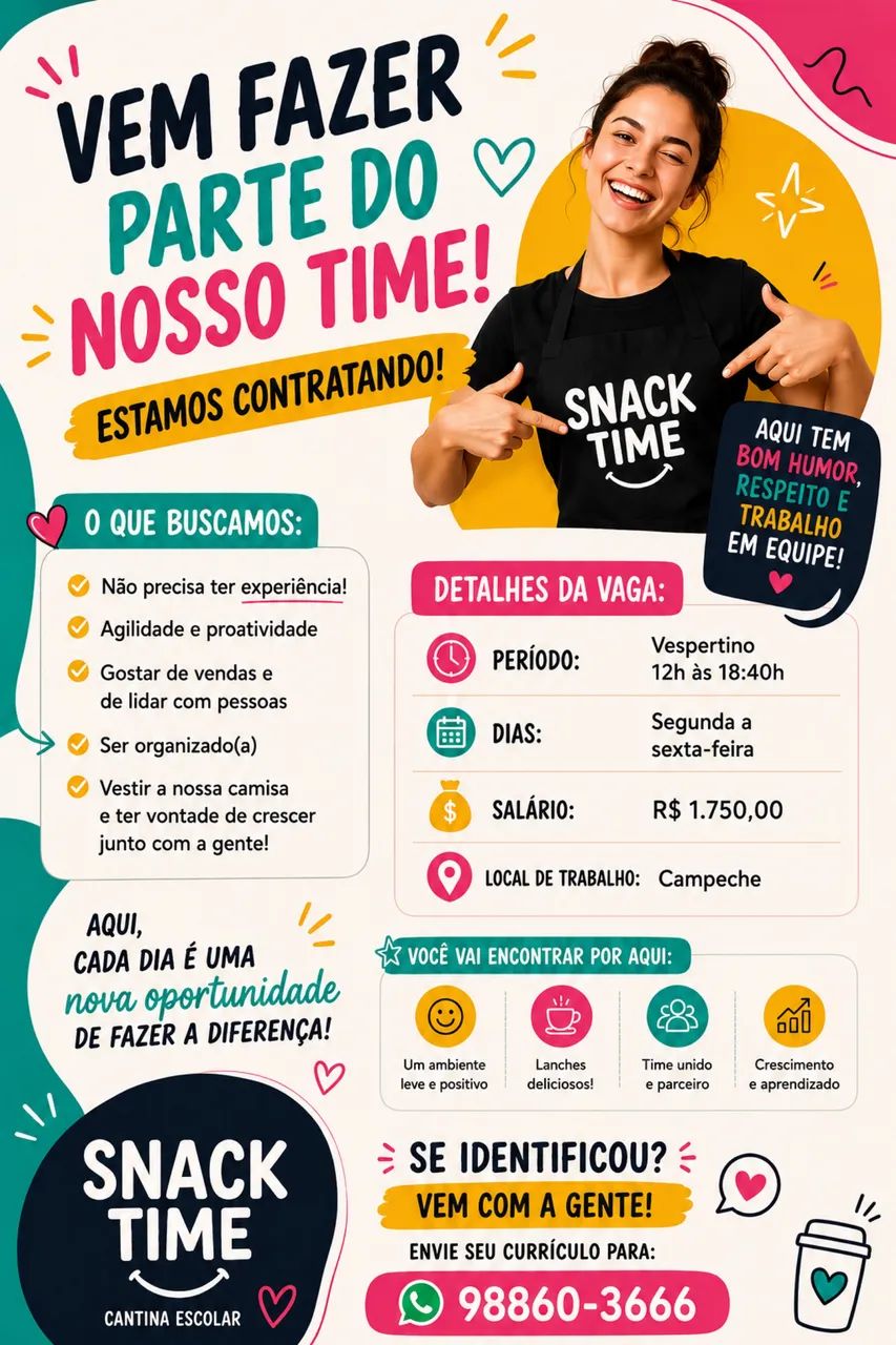 Vaga de emprego Cantina
