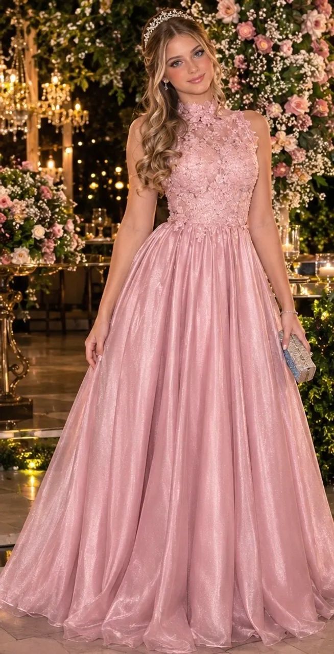 Alugo vestido debutante rosa 