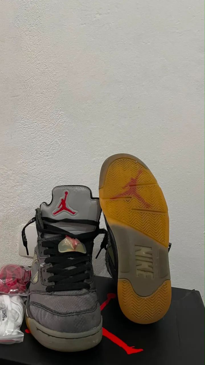 off-white x air jordan 5 black metallic 38 - Foto 3
