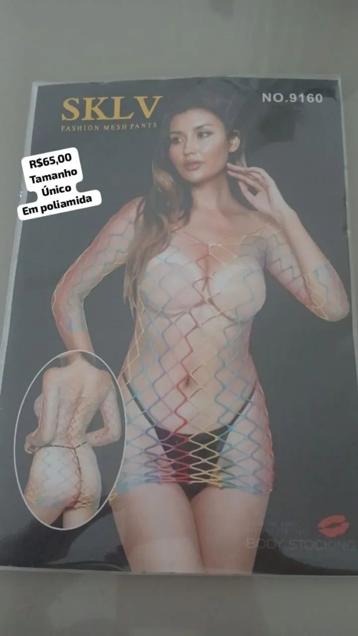 Lingerie em poliamida arrastão  - Foto 4