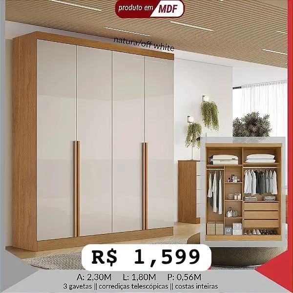 Guarda Roupa Solteiro MDF  - Foto 3