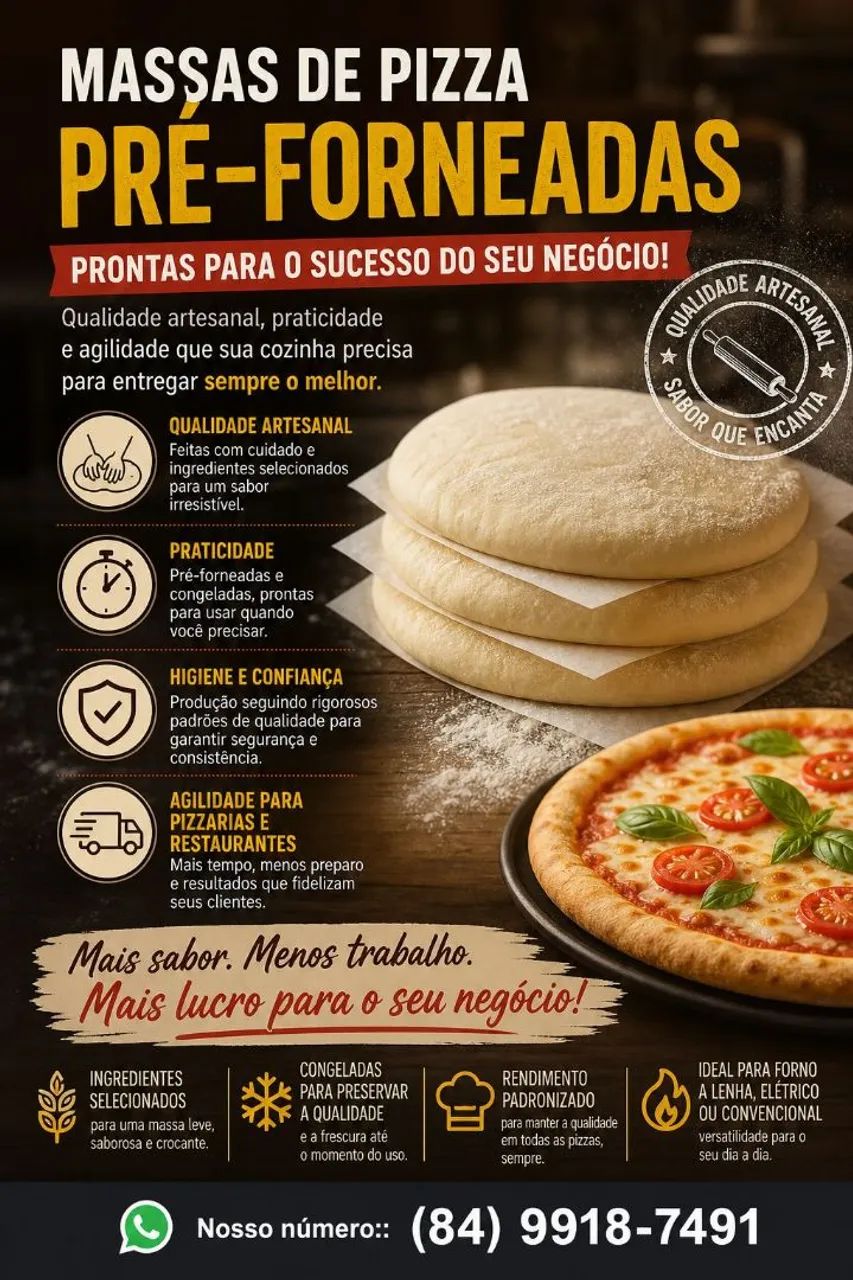 Massas de pizzas pré forneadas 