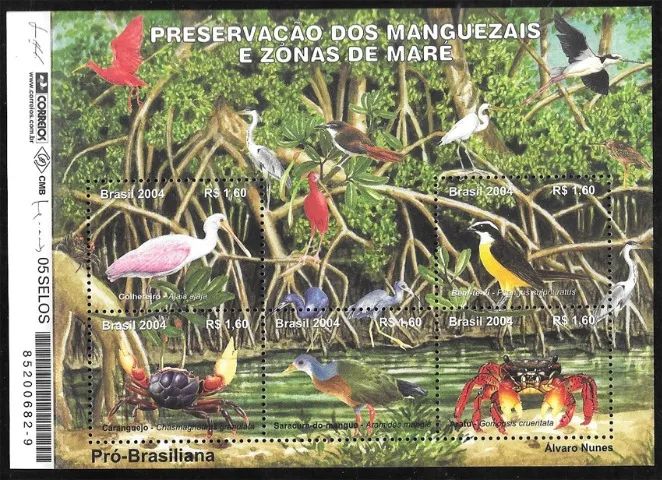 BLOCO SELOS BRASIL - 2004 - PRESERVAÇÃO DOS MANGUEZAIS