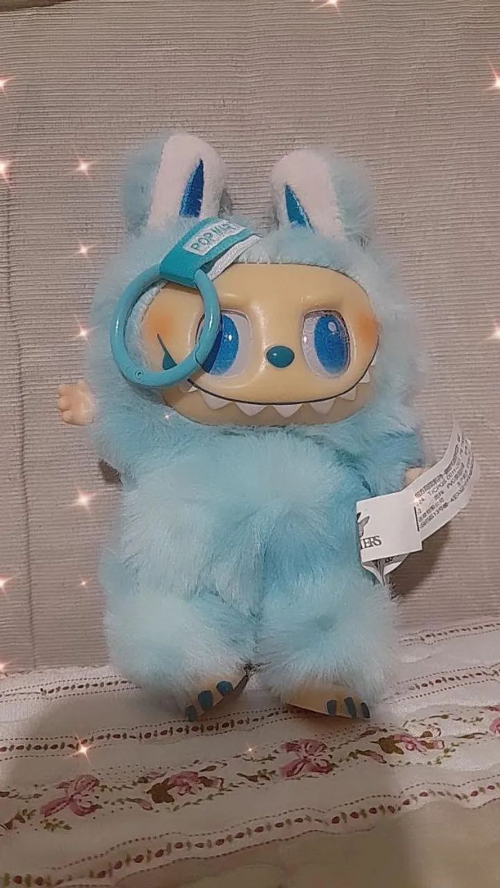 Labubu chaveiro grande de pelúcia azul - Foto 2