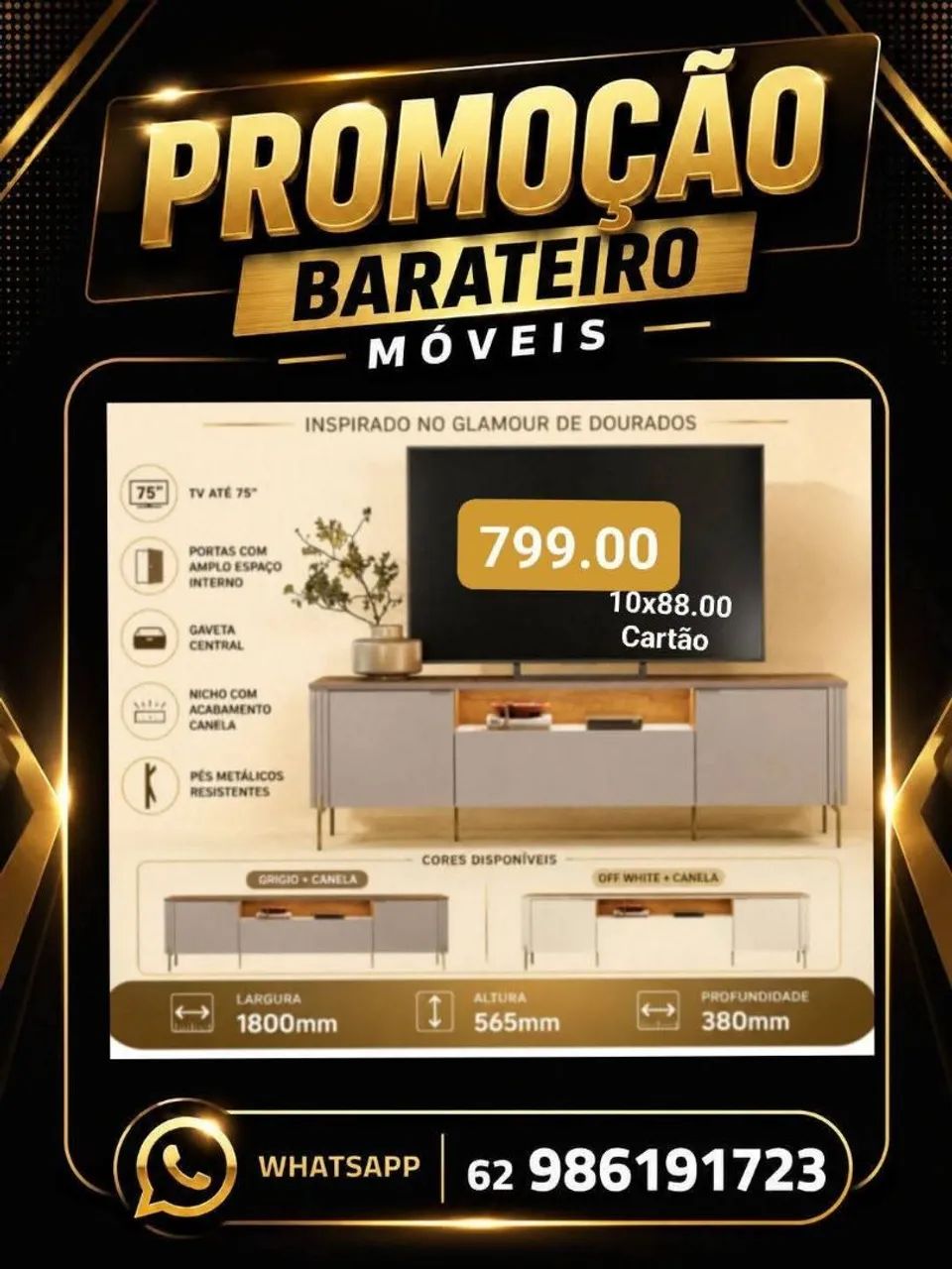 Rack luxo para TV 75 polegadas 