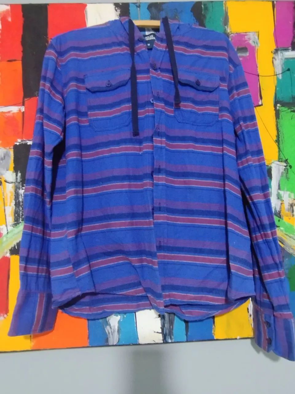Camisa xadrez moleton com capuz  Tam. M