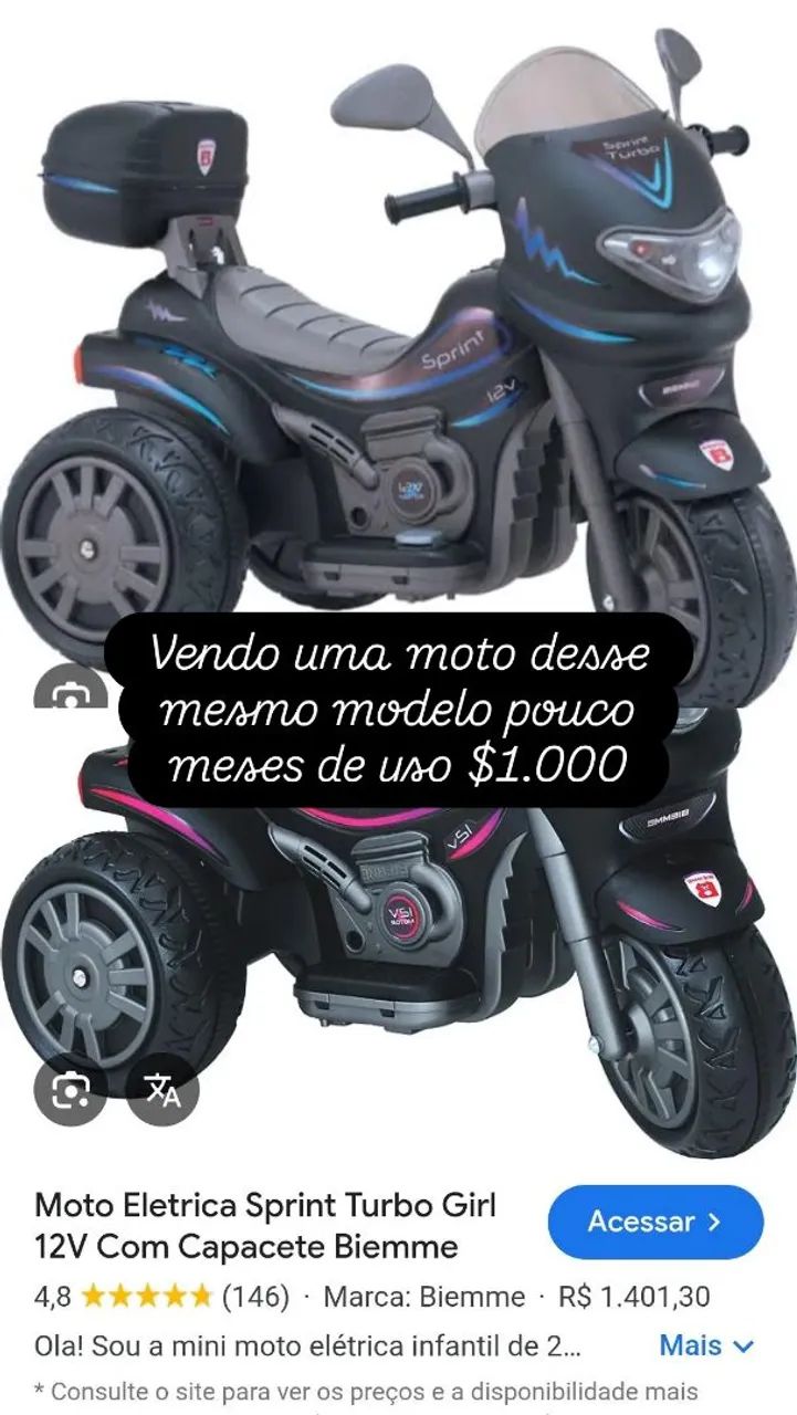 Moto elétrica infantil 