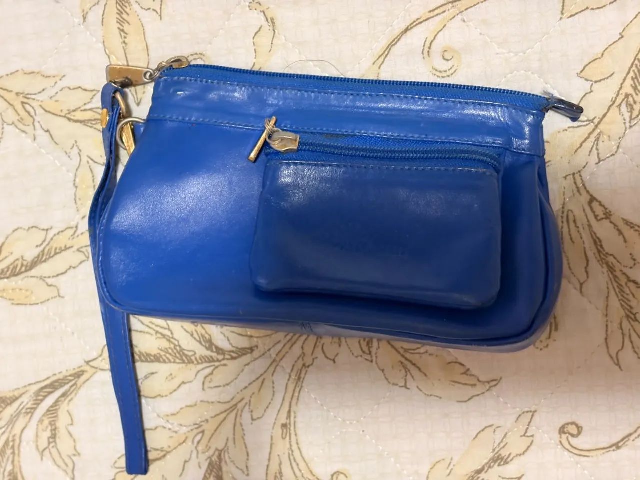Bolsa amarelle azul de couro - Foto 3