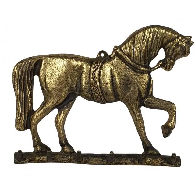 Grande Claviculário Parede Bronze  dourado maciço feitio Cavalo possui 6 ganchos - Foto 2