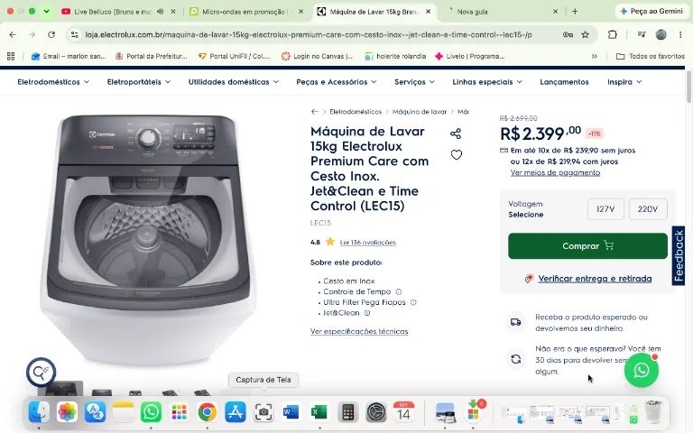 maquina de lavar nova na caixa