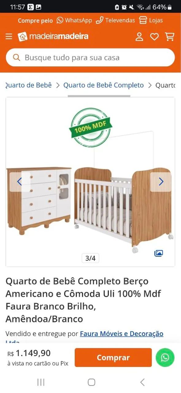 Berço c/ 7 meses de uso