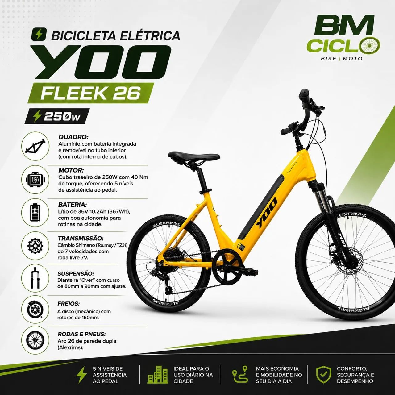 Bicicleta Elétrica Yoo Fleek 250 - Foto 2