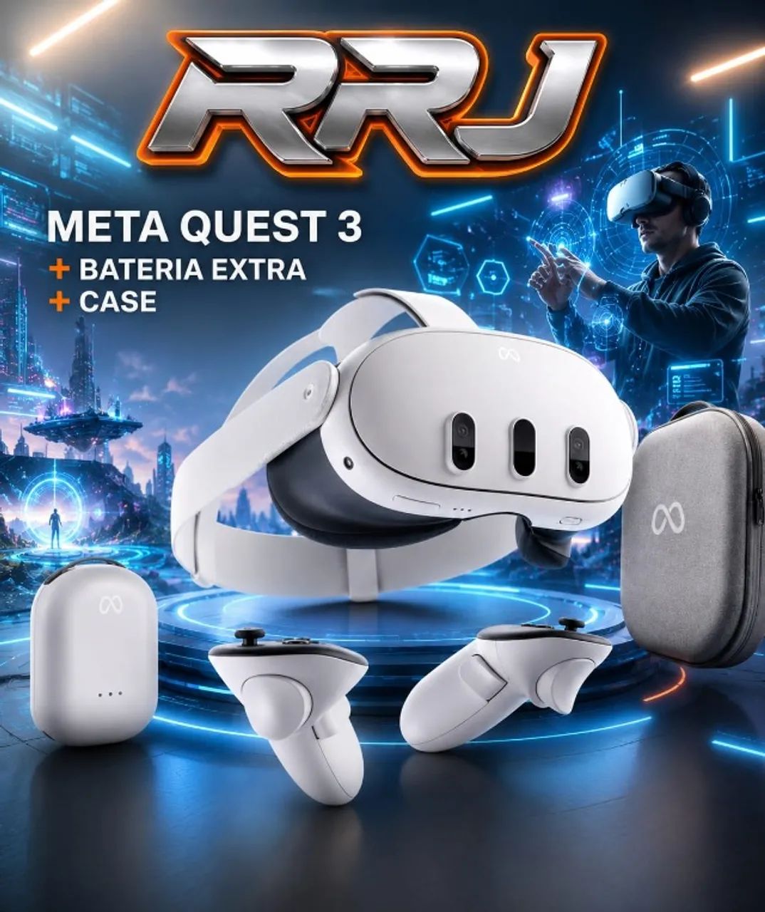 Meta Quest 3 + Bateria extra + case 