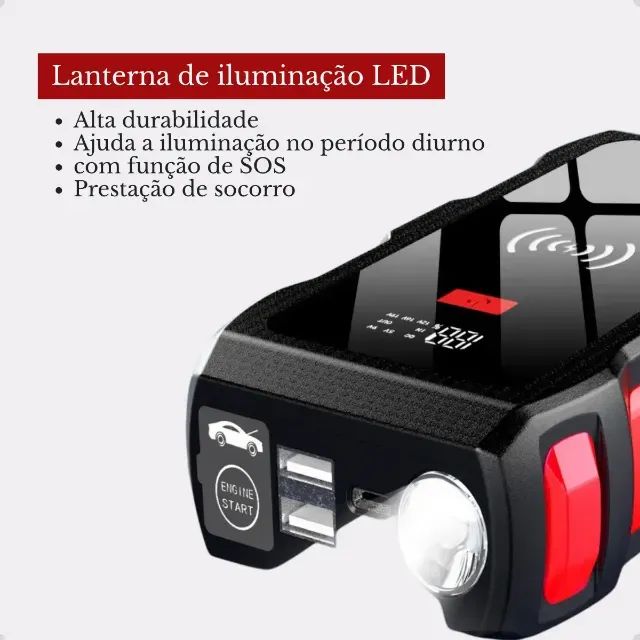 Auxiliar Partida Veicular Usb Bateria Chupeta 12v 12000mah - Foto 3